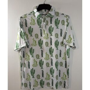 Shank It Golf Shirt Men Medium Golf Polo‎ Short Sleeve Performance Cactus Fun